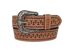 Genuine Leather Western Hand Tooled and Hand Finished Belt with Removable Buckle 30IS007