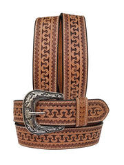 Genuine Leather Western Hand Tooled and Hand Finished Belt with Removable Buckle 30IS007