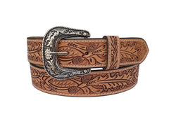 Genuine Leather Western Hand Tooled and Hand Painted Floral Belt  with Removable Buckle 30IS011