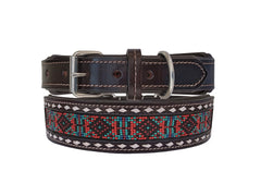 Western Style Beaded and Tooled Leather Dog Collar With Padded Soft Lining 10IS017