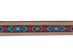 Western Style Beaded and Tooled Leather Dog Collar With Padded Soft Lining 10IS012