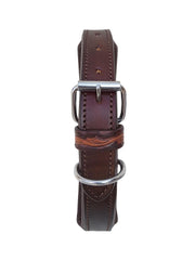 Western Style Beaded and Tooled Leather Dog Collar With Padded Soft Lining 10AB035