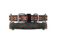 Western Style Hand Tooled Hand Finished Leather Dog Collar With Padded Soft Lining 10AB165