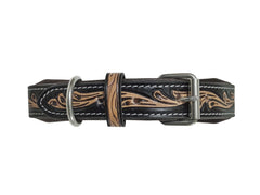 Western Style Hand Tooled Hand Finished Leather Dog Collar With Padded Soft Lining 10IS107