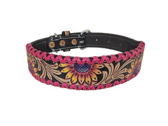 Western Style Hand Tooled Hand Finished Leather Dog Collar With Padded Soft Lining 10IS108