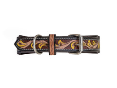 Western Style Hand Tooled Hand Finished Leather Dog Collar With Padded Soft Lining 10IS109