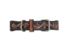 Western Style Hand Tooled Hand Finished Leather Dog Collar With Padded Soft Lining 10IS110