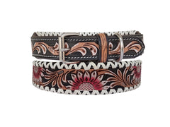 Western Style Hand Tooled Hand Finished Leather Dog Collar With Padded Soft Lining 10IS111