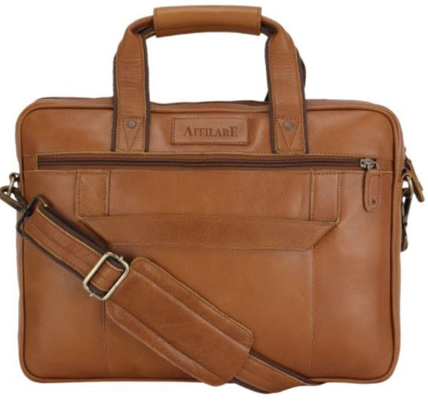 Full Grain Leather Briefcase Slim, Leather Messenger Bag For Men, Women 15