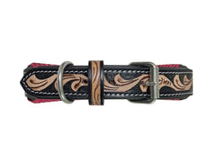 Western Style Hand Tooled Hand Finished Leather Dog Collar With Padded Soft Lining 10IS108