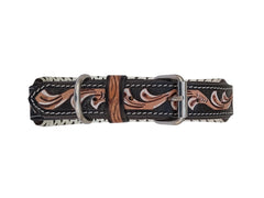 Western Style Hand Tooled Hand Finished Leather Dog Collar With Padded Soft Lining 10IS111