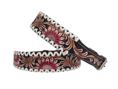 Western Style Hand Tooled Hand Finished Leather Dog Collar With Padded Soft Lining 10IS111