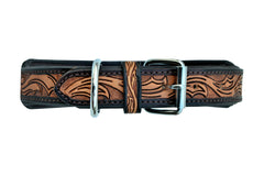 Western Style Beaded and Tooled Leather Dog Collar With Padded Soft Lining 10AB018